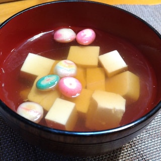 手鞠麩が可愛い☆豆腐のすまし汁